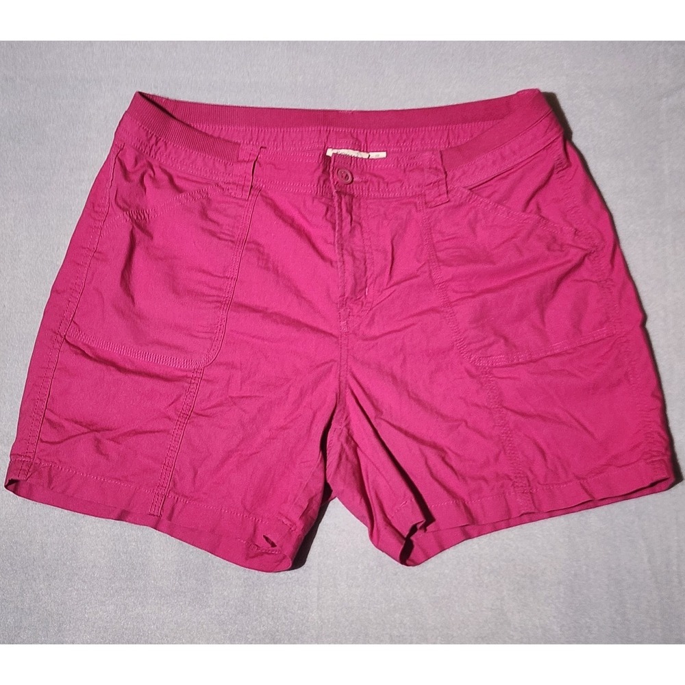 x ST JOHNS BAY WOMEN SZ 4 (29x6.5) PINK CHINO SHORTS-MID RISE-STRETCH-VGC